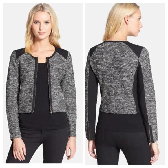 Eileen Fisher Tweed Jacket Dress Suit Set Medium Black Gray Officecore Business - Picture 5 of 16